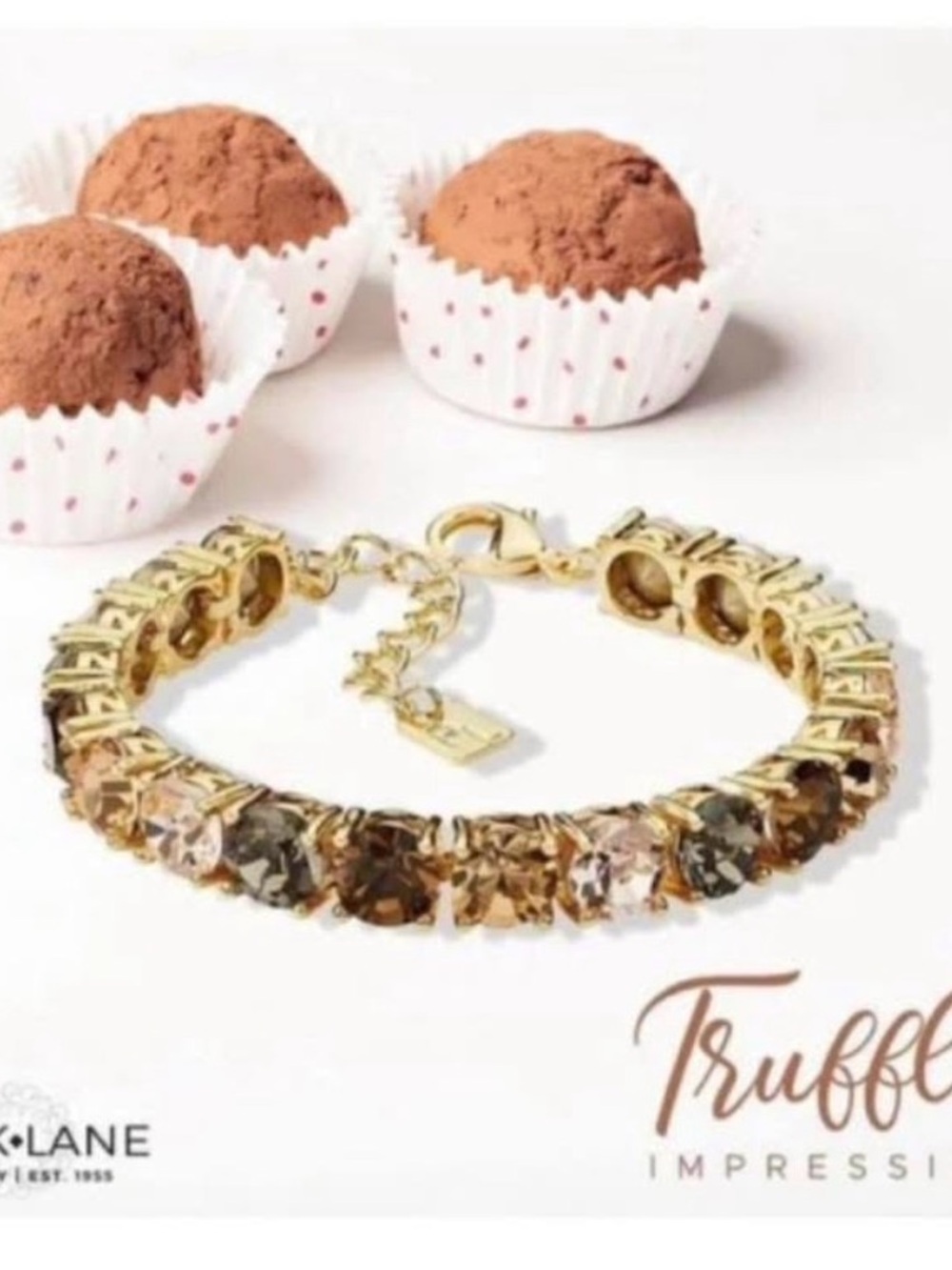 Truffles Impression Gold Tennis Bracelet with Brown and Champagne Crystals
